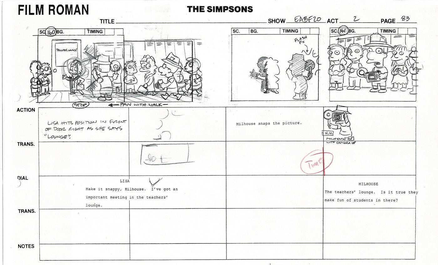 The Simpsons Production Animation Storyboard Copy Fox 2003 DS-16