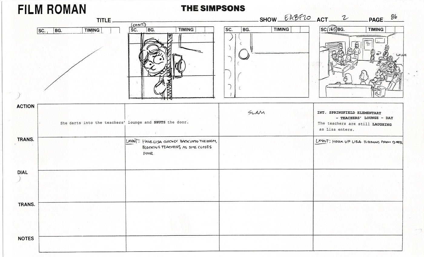 The Simpsons Production Animation Storyboard Copy Fox 2003 DS-19