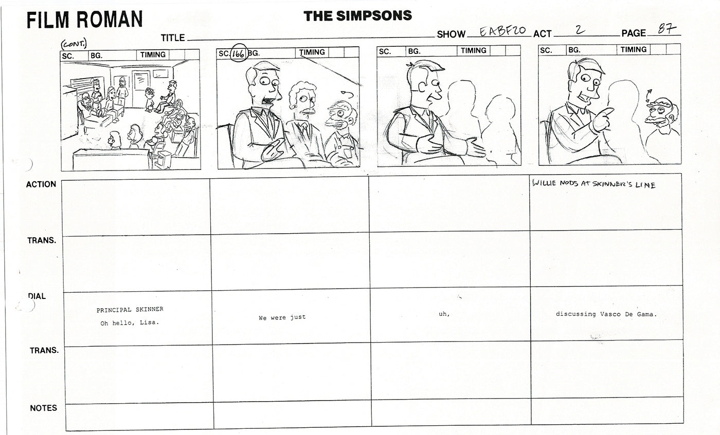 The Simpsons Production Animation Storyboard Copy Fox 2003 DS-20