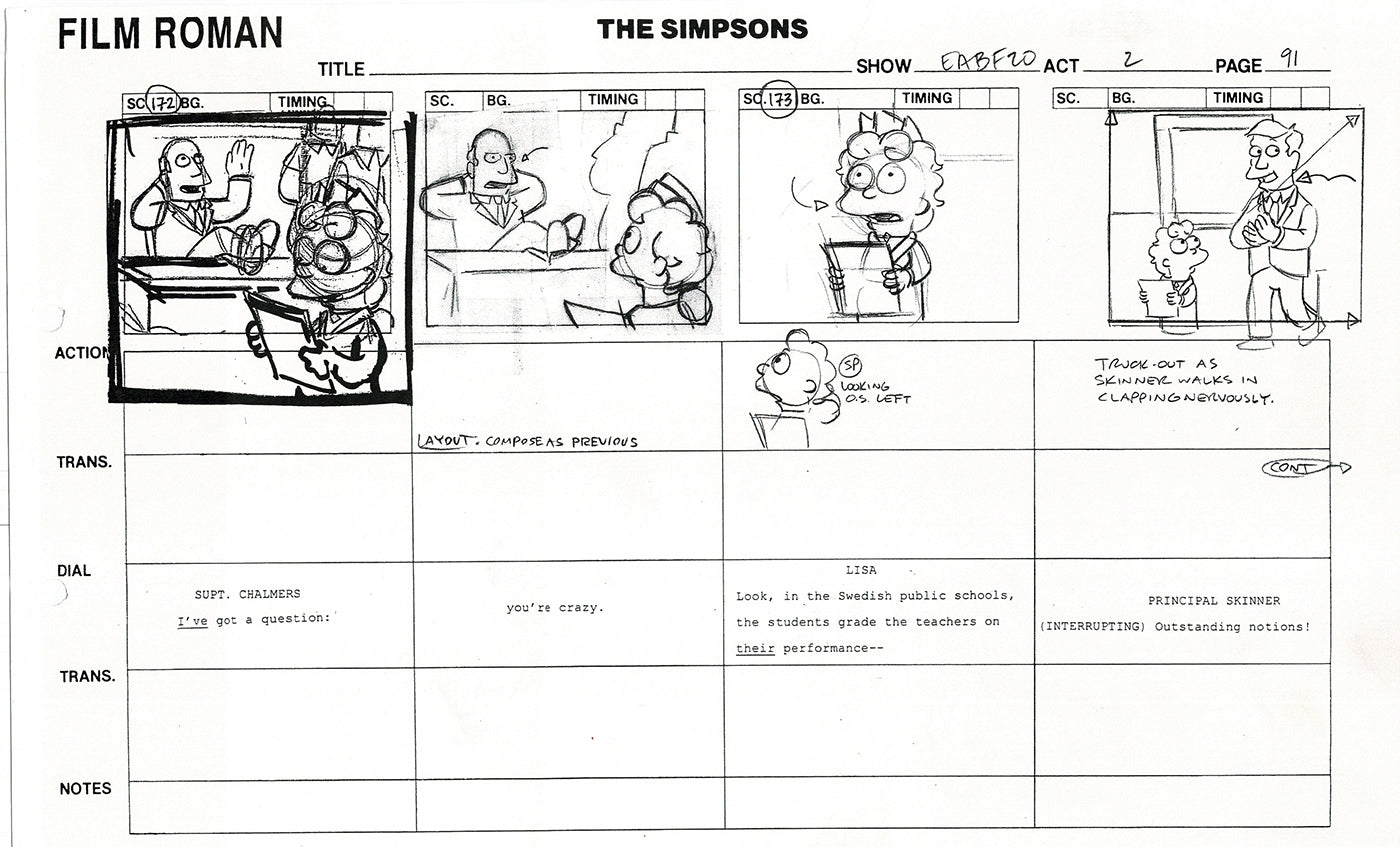 The Simpsons Production Animation Storyboard Copy Fox 2003 DS-24