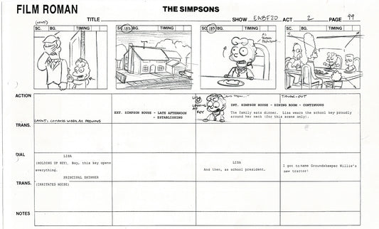 The Simpsons Production Animation Storyboard Copy Fox 2003 DS-26