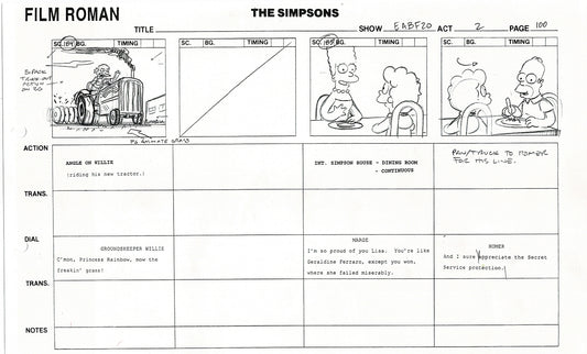 The Simpsons Production Animation Storyboard Copy Fox 2003 DS-27