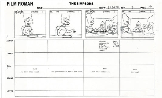 The Simpsons Production Animation Storyboard Copy Fox 2003 DS-29