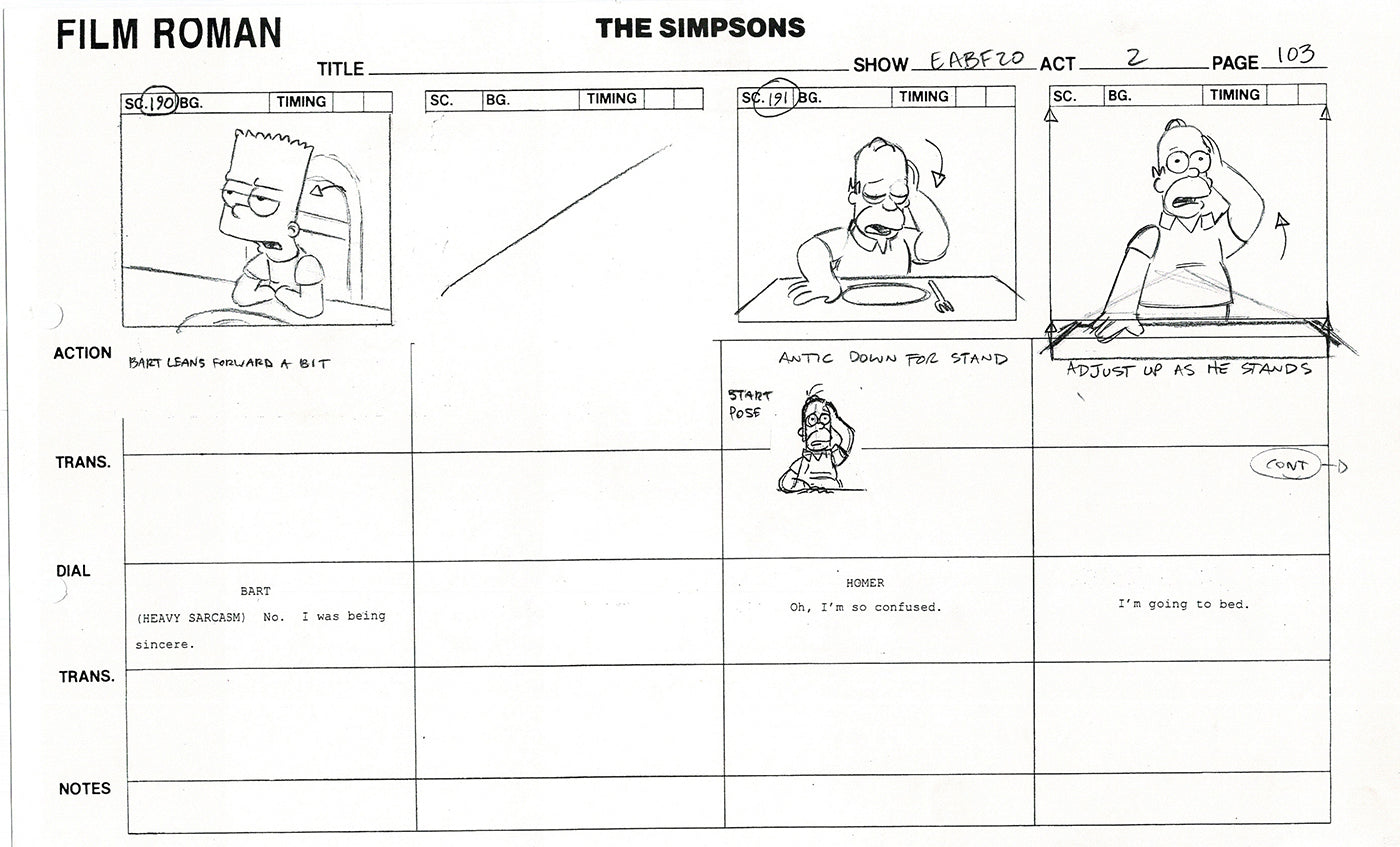The Simpsons Production Animation Storyboard Copy Fox 2003 DS-30