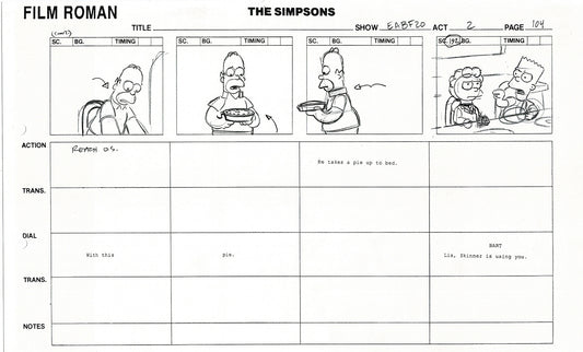 The Simpsons Production Animation Storyboard Copy Fox 2003 DS-31