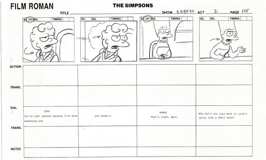 The Simpsons Production Animation Storyboard Copy Fox 2003 DS-32