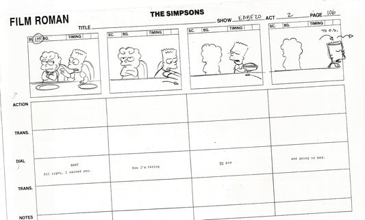 The Simpsons Production Animation Storyboard Copy Fox 2003 DS-33