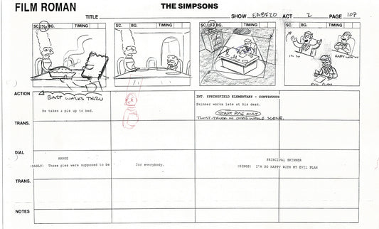 The Simpsons Production Animation Storyboard Copy Fox 2003 DS-34