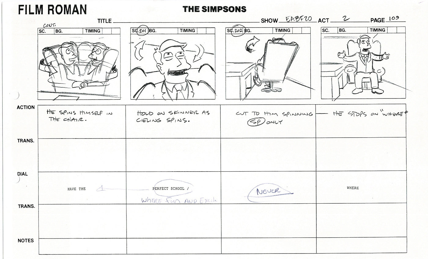 The Simpsons Production Animation Storyboard Copy Fox 2003 DS-36