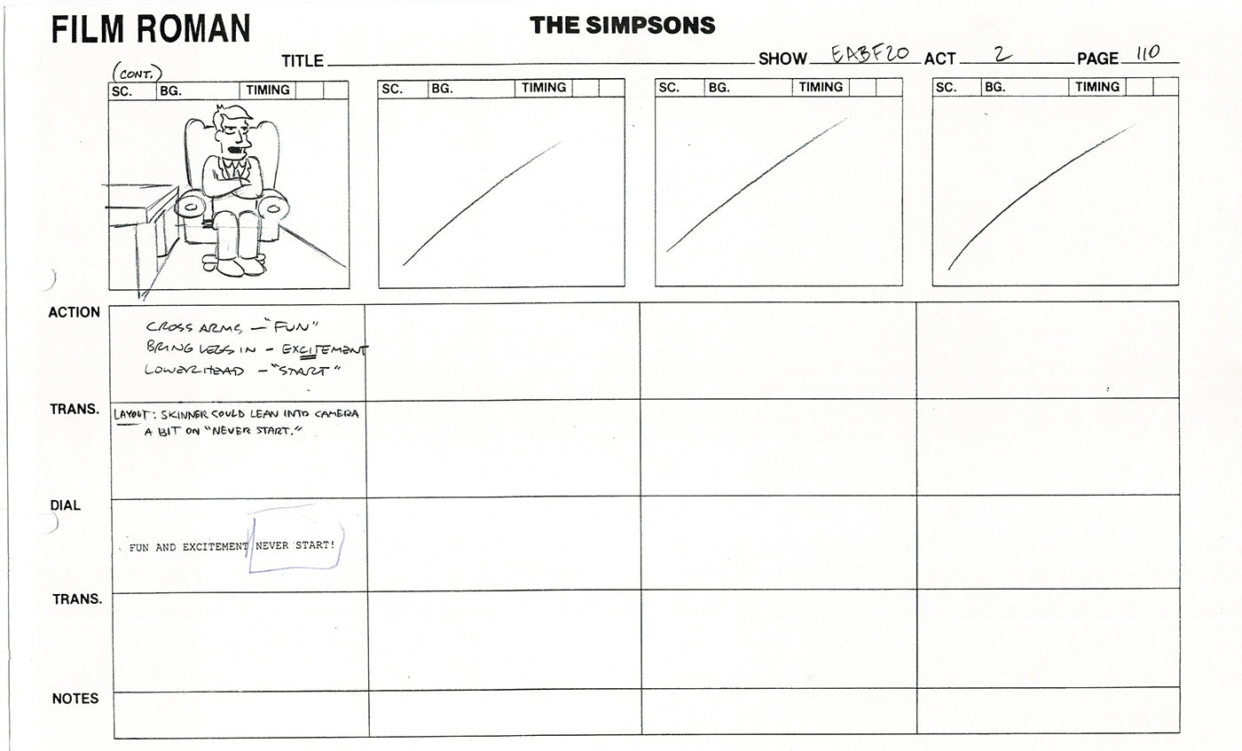 The Simpsons Production Animation Storyboard Copy Fox 2003 DS-37