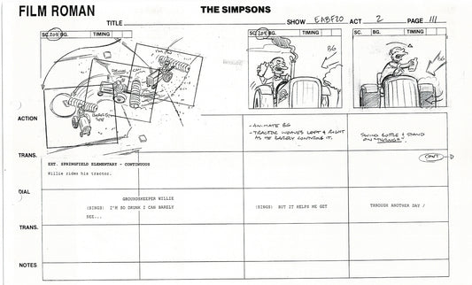 The Simpsons Production Animation Storyboard Copy Fox 2003 DS-38