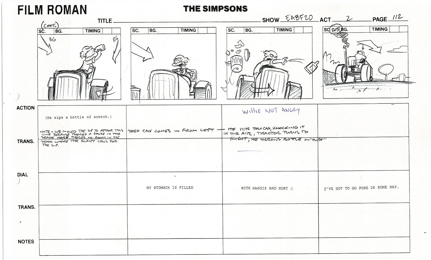 The Simpsons Production Animation Storyboard Copy Fox 2003 DS-39