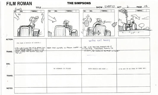 The Simpsons Production Animation Storyboard Copy Fox 2003 DS-39
