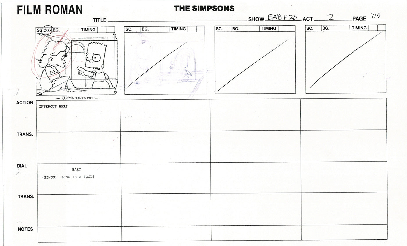 The Simpsons Production Animation Storyboard Copy Fox 2003 DS-40