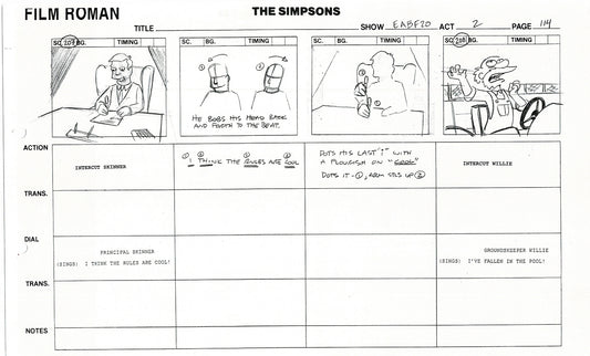 The Simpsons Production Animation Storyboard Copy Fox 2003 DS-41