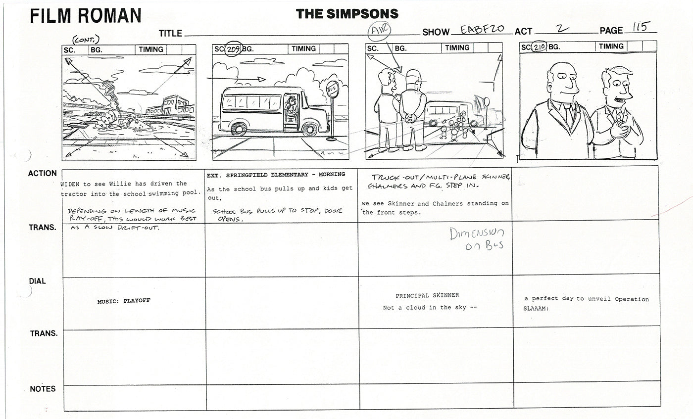 The Simpsons Production Animation Storyboard Copy Fox 2003 DS-42