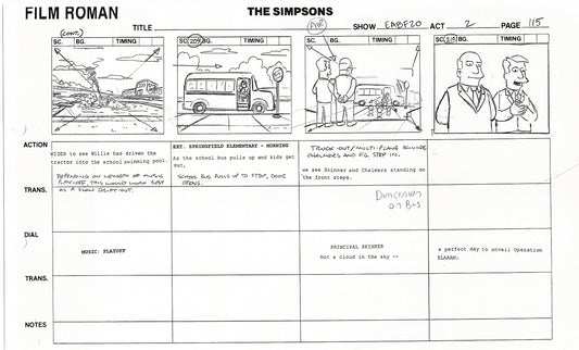 The Simpsons Production Animation Storyboard Copy Fox 2003 DS-42