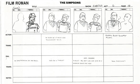 The Simpsons Production Animation Storyboard Copy Fox 2003 DS-43