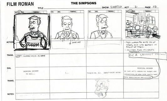 The Simpsons Production Animation Storyboard Copy Fox 2003 DS-44