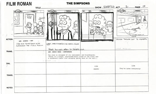 The Simpsons Production Animation Storyboard Copy Fox 2003 DS-45