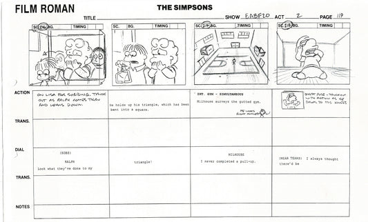 The Simpsons Production Animation Storyboard Copy Fox 2003 DS-46