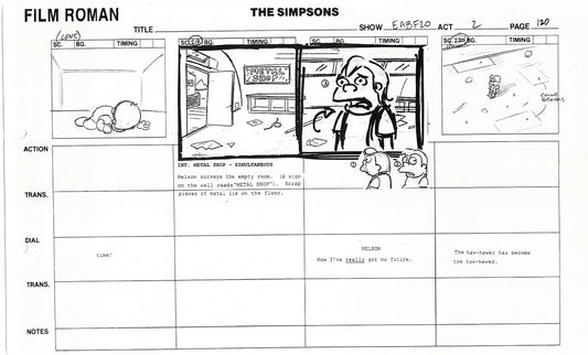 The Simpsons Production Animation Storyboard Copy Fox 2003 DS-47