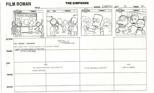 The Simpsons Production Animation Storyboard Copy Fox 2003 DS-48