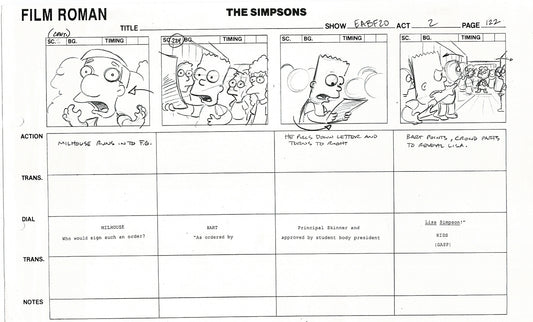 The Simpsons Production Animation Storyboard Copy Fox 2003 DS-49