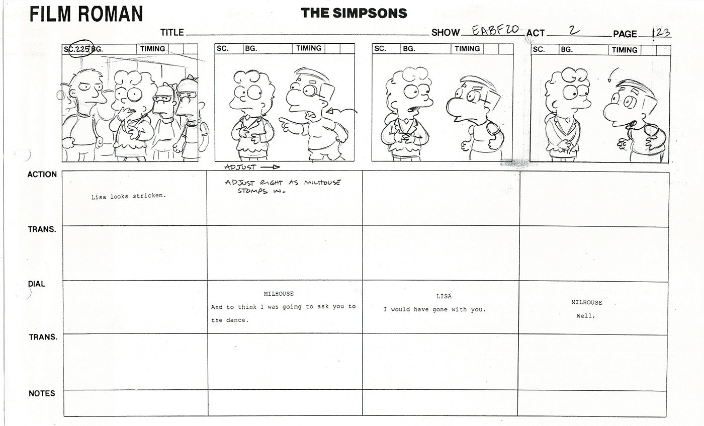 The Simpsons Production Animation Storyboard Copy Fox 2003 DS-50