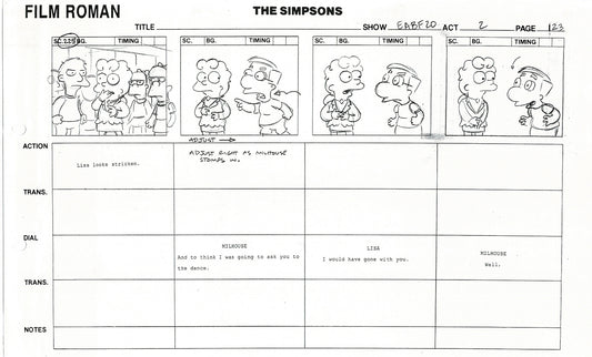 The Simpsons Production Animation Storyboard Copy Fox 2003 DS-50