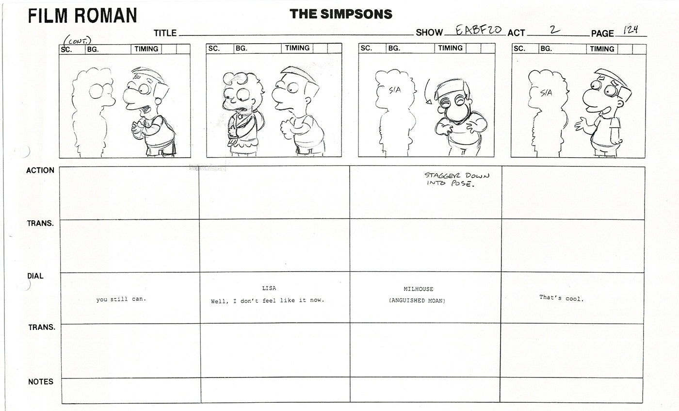 The Simpsons Production Animation Storyboard Copy Fox 2003 DS-51