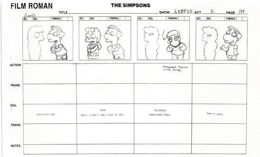 The Simpsons Production Animation Storyboard Copy Fox 2003 DS-51