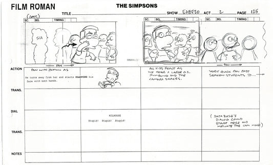 The Simpsons Production Animation Storyboard Copy Fox 2003 DS-52