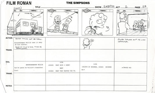 The Simpsons Production Animation Storyboard Copy Fox 2003 DS-54