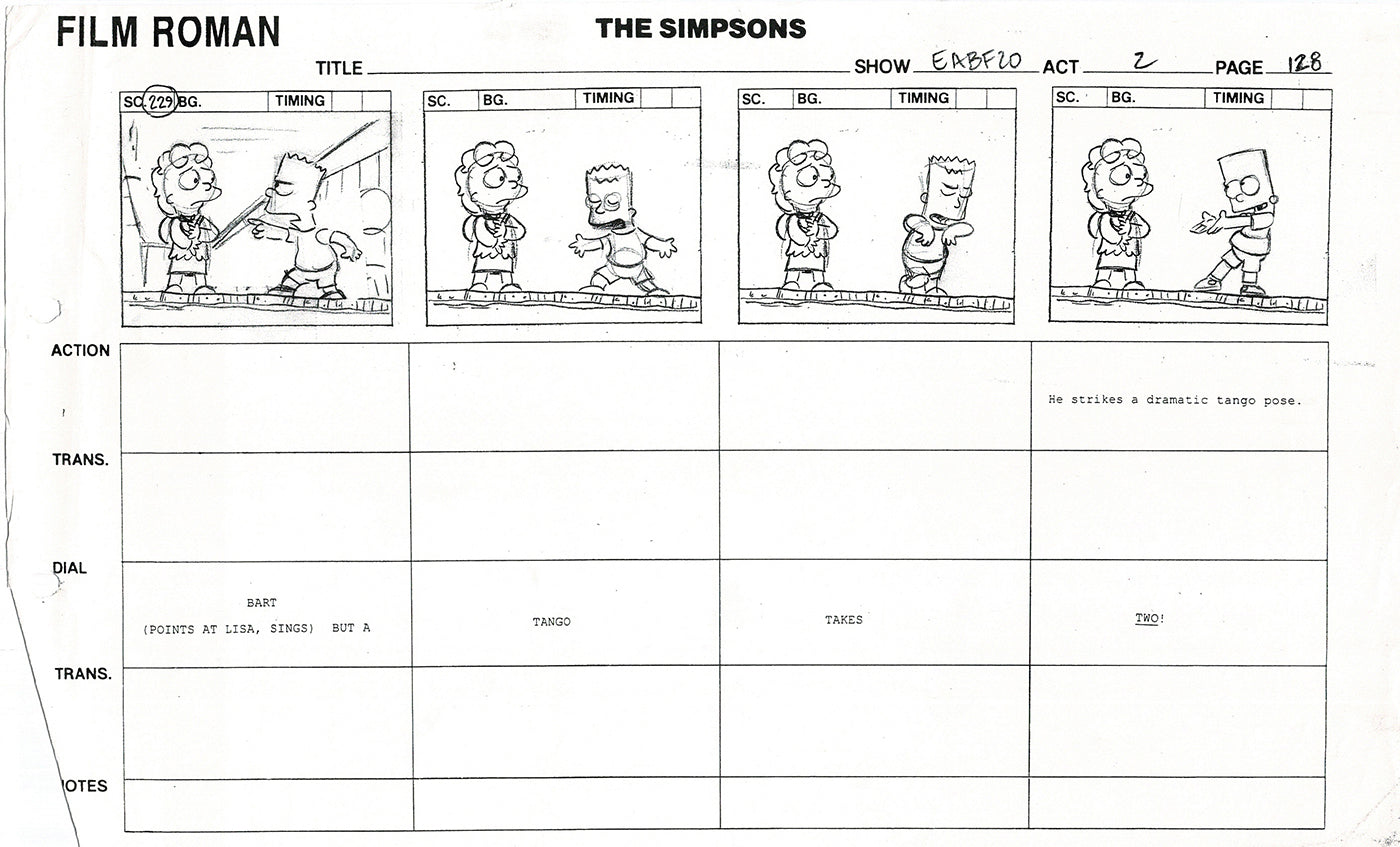 The Simpsons Production Animation Storyboard Copy Fox 2003 DS-55