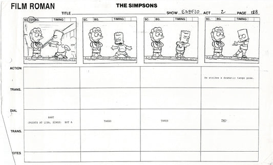 The Simpsons Production Animation Storyboard Copy Fox 2003 DS-55