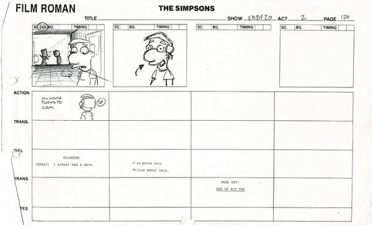 The Simpsons Production Animation Storyboard Copy Fox 2003 DS-56