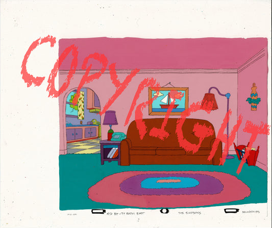 Simpsons Original Production Animation Background Cel of the Living Room from Fox - Early