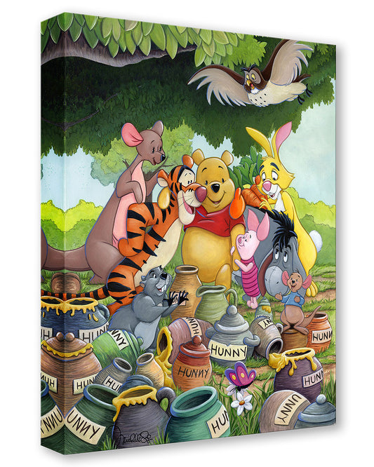 Winnie the Pooh Walt Disney Fine Art Michelle St. Laurent Limited Edition Treasures on Canvas PREMIERE Print TOCP "Honey Pot Gathering"