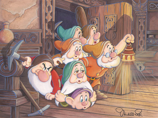 Snow White and the Seven Dwarfs Walt Disney Fine Art Michelle St. Laurent Signed Limited Edition 195 Canvas Print "Intruders in the Cottage"