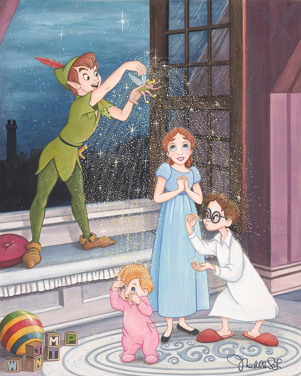 Peter Pan Walt Disney Fine Art Michelle St. Laurent Signed Limited Edition of 195 Print on Canvas - Just A Little Pixie Dust