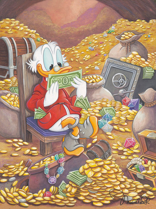 Ducktales Scrooge McDuck Walt Disney Fine Art Michelle St. Laurent Signed Limited Edition 195 Canvas Print "Scrooge's Happy Place"