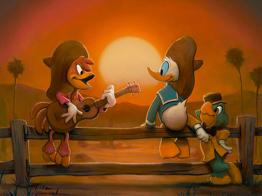 Three Caballeros Donald Duck Walt Disney Fine Art Rob Kaz Signed Limited Edition of 195 Print on Canvas - Sunset Song