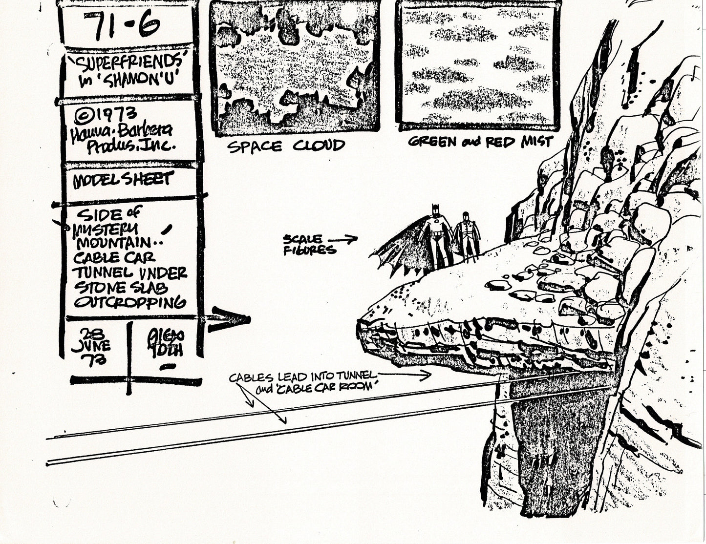 Superfriends 1973 Alex Toth Production Model Sheet Copy Lot of 79 Pages from Hanna Barbera