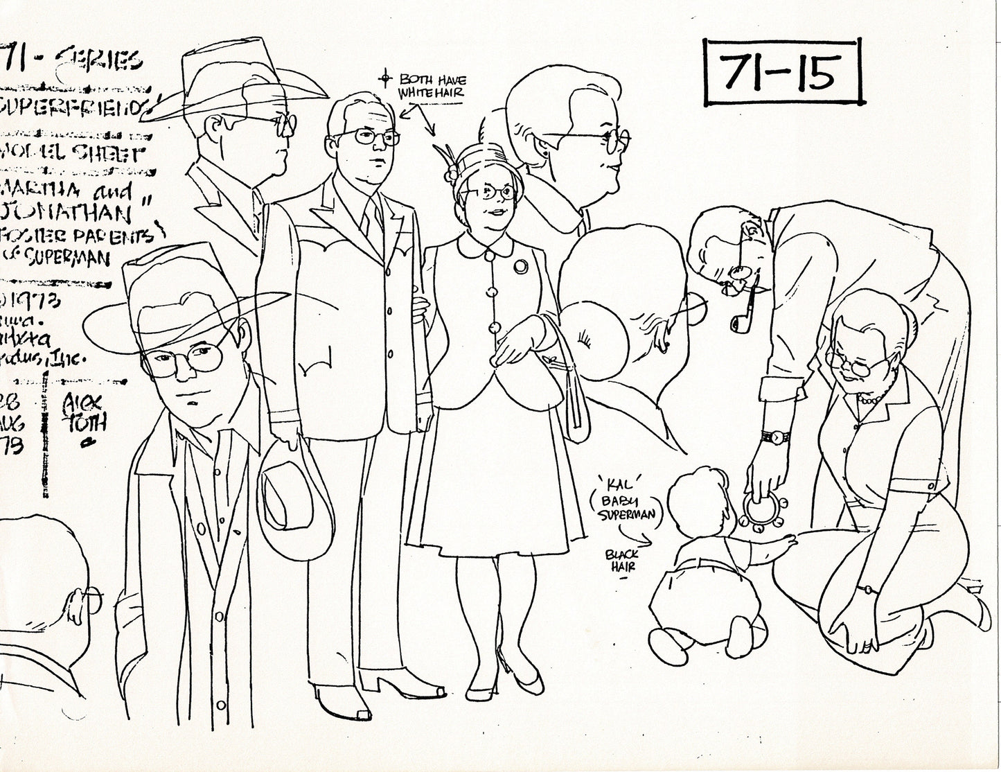 Superfriends 1973 Alex Toth Production Model Sheet Copy Lot of 79 Pages from Hanna Barbera