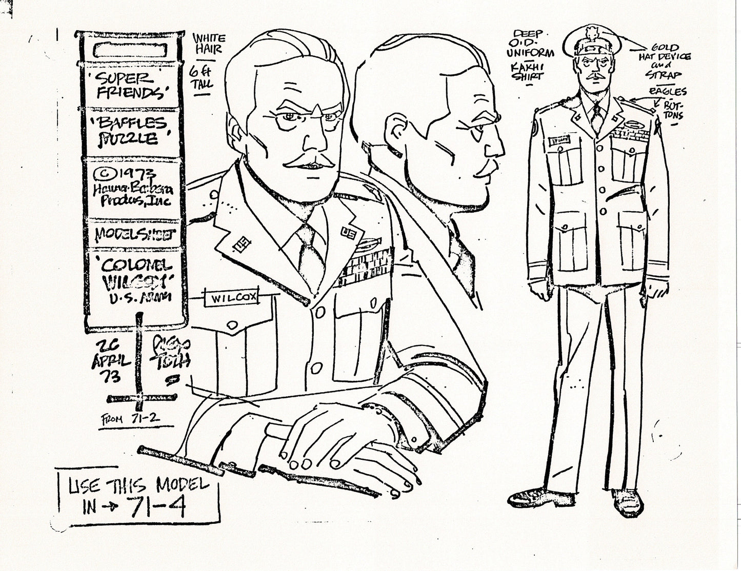 Superfriends 1973 Alex Toth Production Model Sheet Copy Lot of 79 Pages from Hanna Barbera