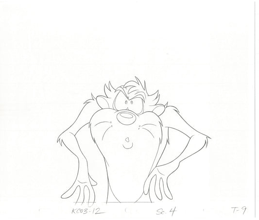 Tazmanian Devil Taz Commercial Production Animation Cel Drawing 2 LOT WB Looney Tunes BG-11