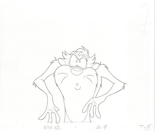 Tazmanian Devil Taz Commercial Production Animation Cel Drawing 2 LOT WB Looney Tunes BG-13