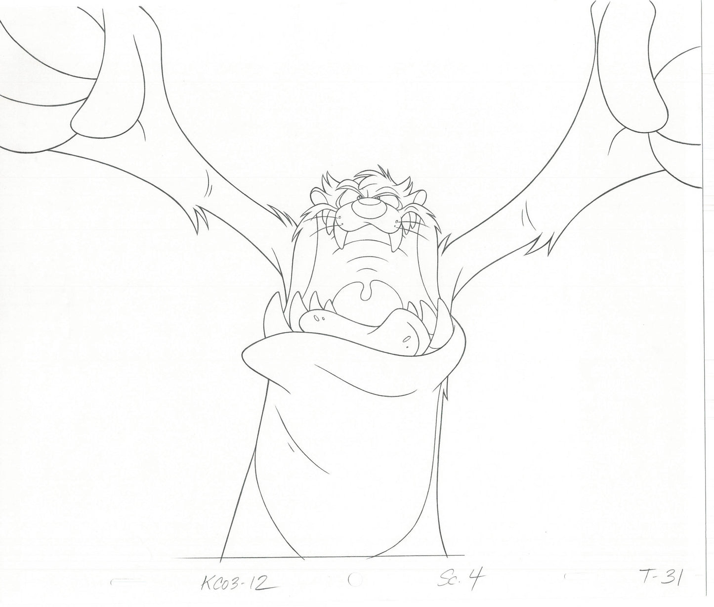 Tazmanian Devil Taz Commercial Production Animation Cel Drawing 2 LOT WB Looney Tunes BG-33