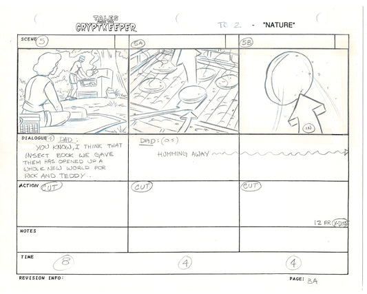 Tales From The Cryptkeeper 2 LOT Hand-Drawn Storyboards Nelvana 1993 B001-002
